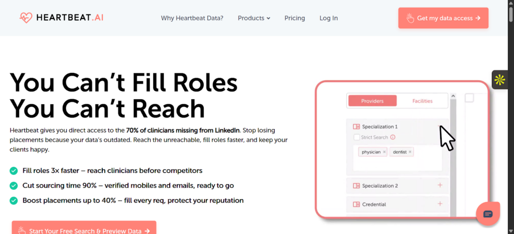 Heartbeat.ai - healthcare contact database providers